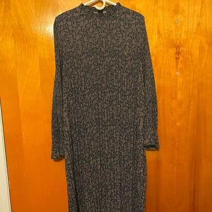 Fall midi long sleeve pleated dress